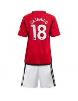 Manchester United Casemiro #18 Domácí dres pro děti 2023-24 Krátký Rukáv (+ trenýrky)